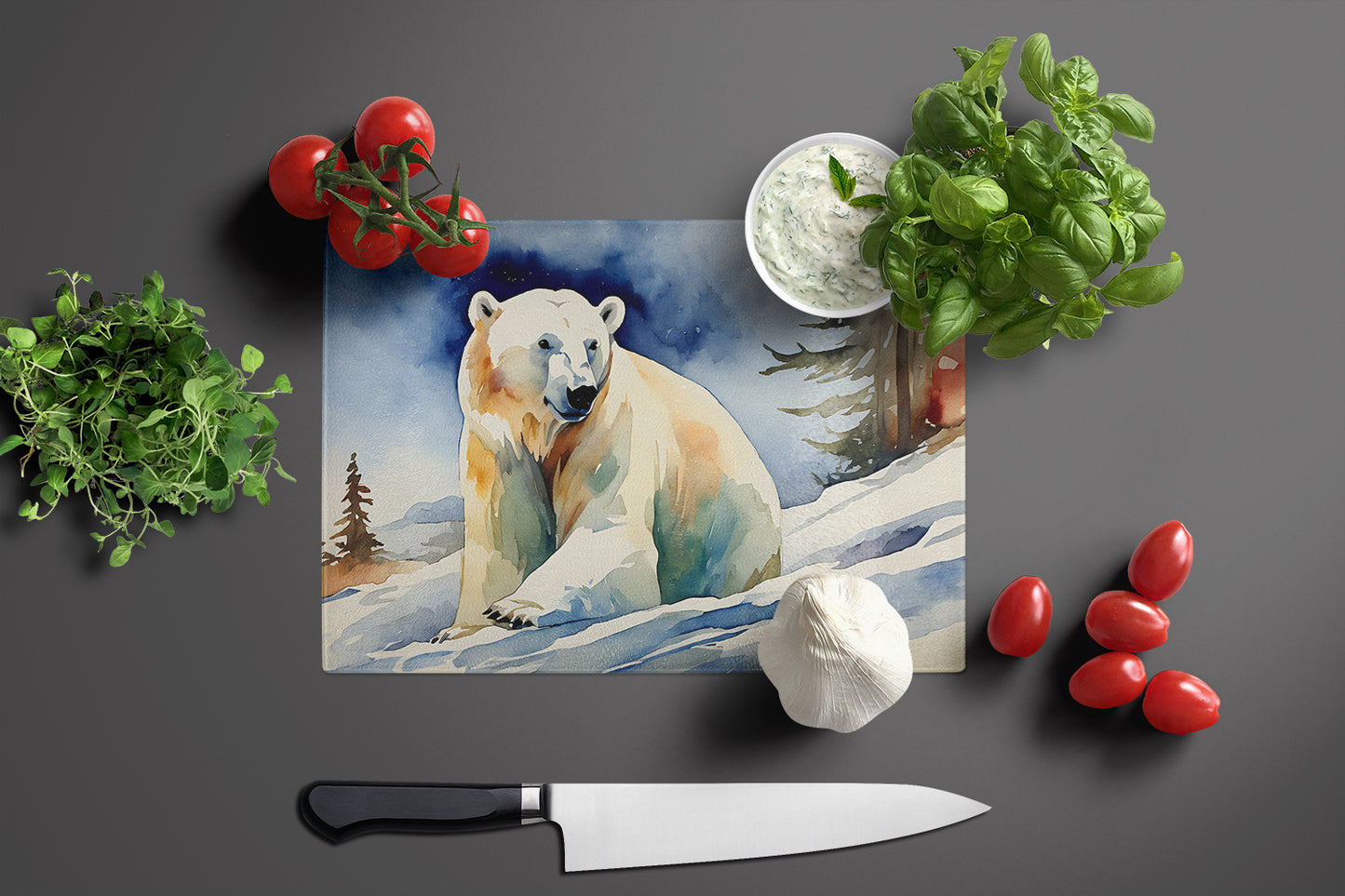 Polar Bear Glass Cutting Board