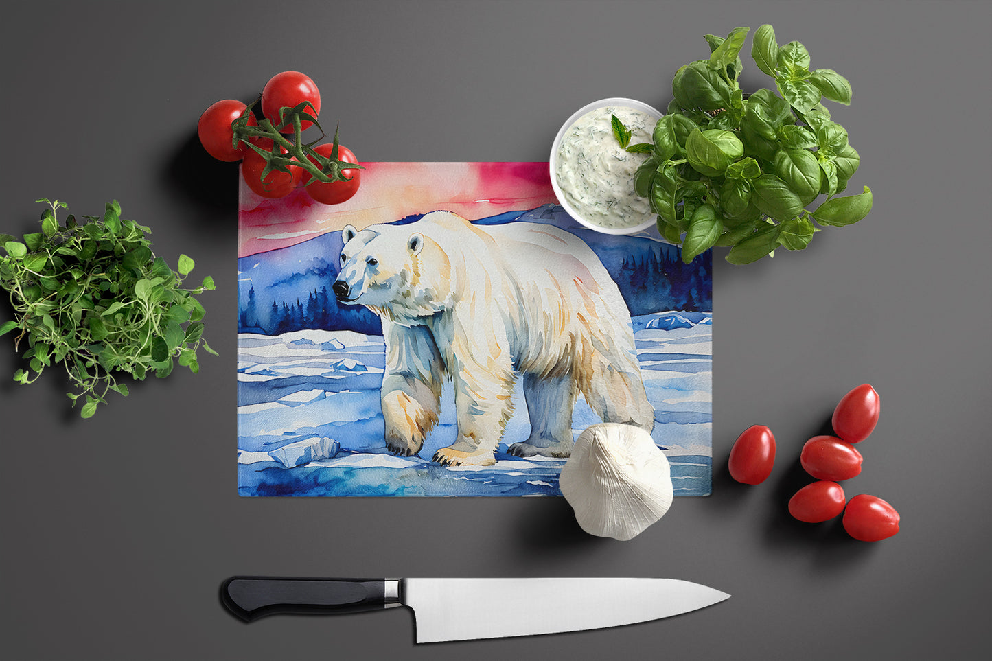 Polar Bear Glass Cutting Board