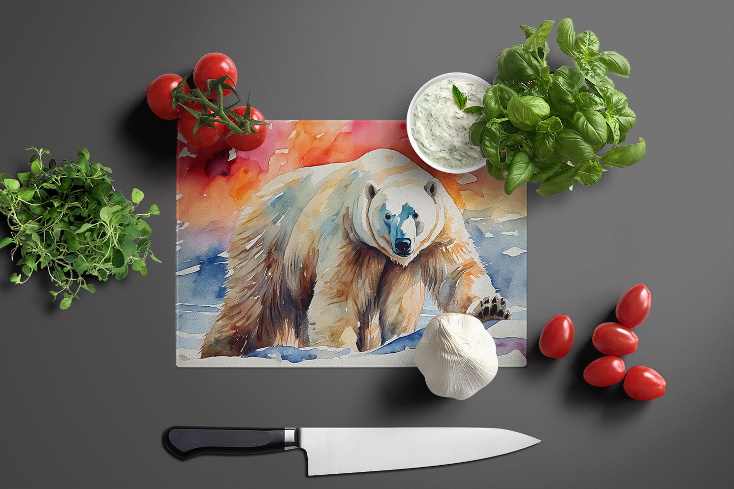 Polar Bear Glass Cutting Board