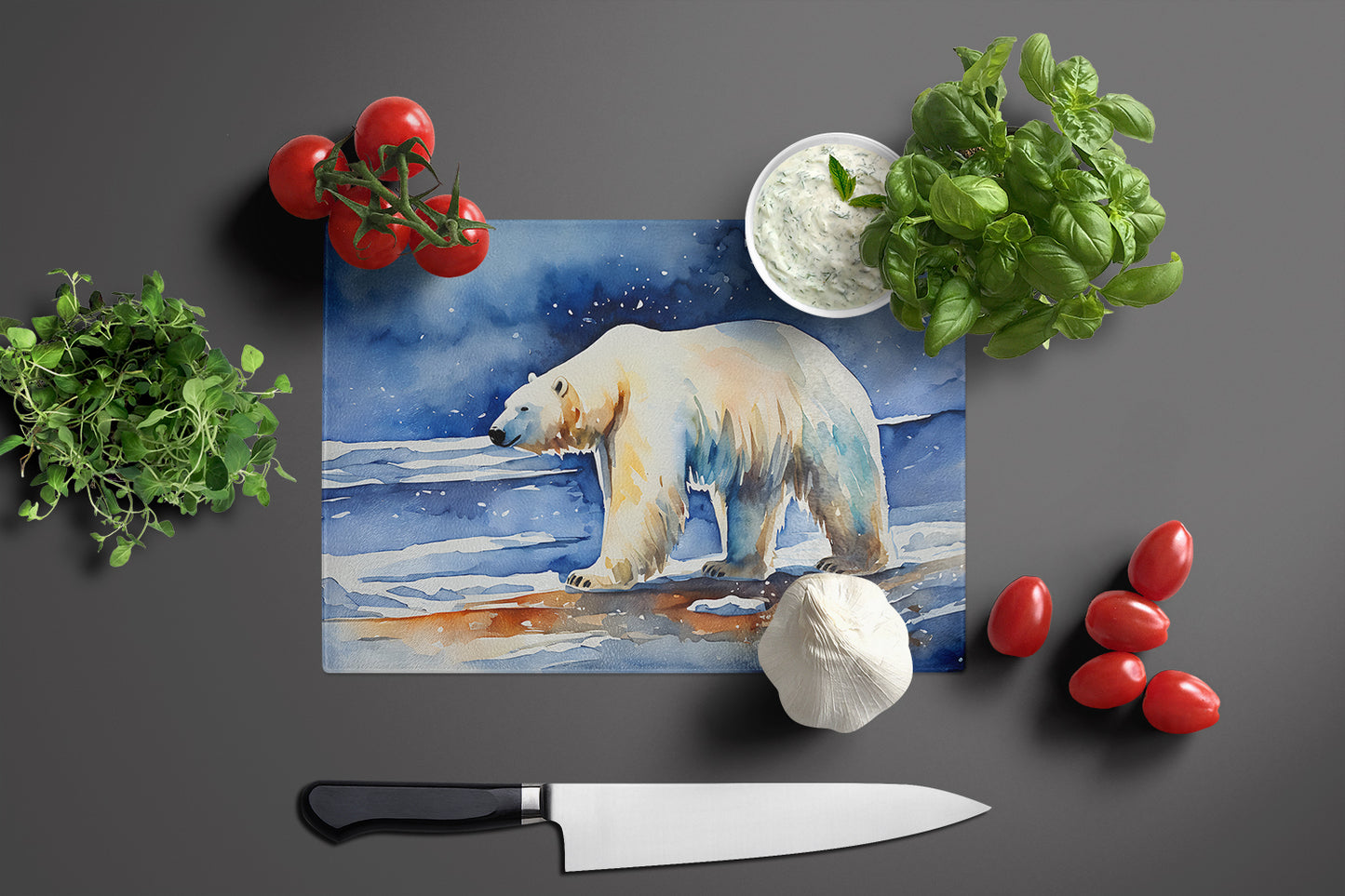 Polar Bear Glass Cutting Board