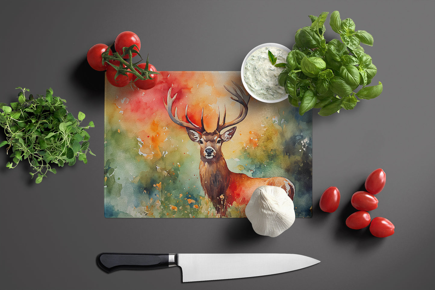 Deer Stag Glass Cutting Board