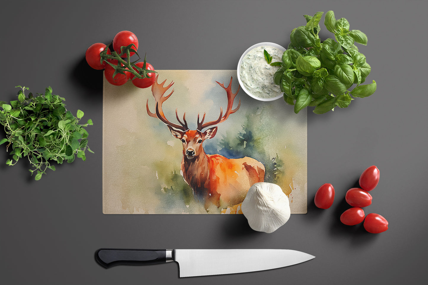 Deer Stag Glass Cutting Board