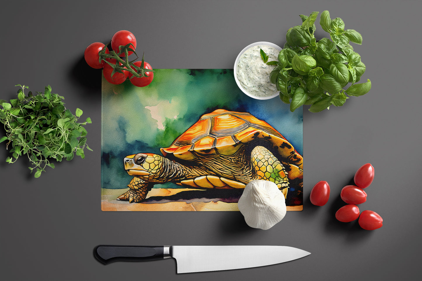 Turtles Tortoises Glass Cutting Board