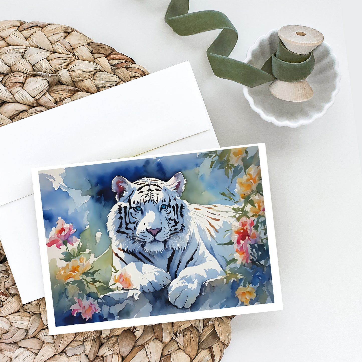 White Tiger Greeting Cards Pack of 8