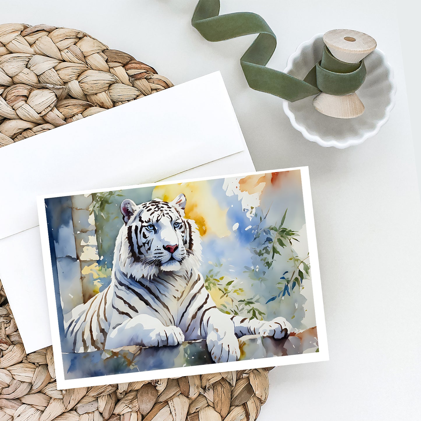 White Tiger Greeting Cards Pack of 8