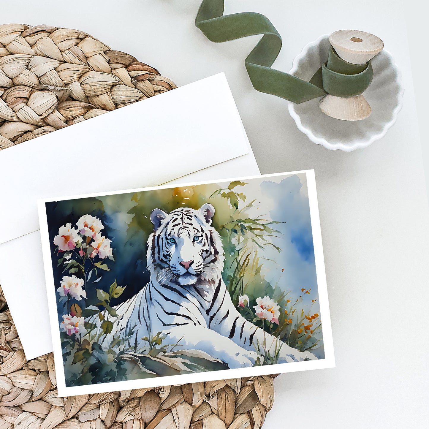 White Tiger Greeting Cards Pack of 8