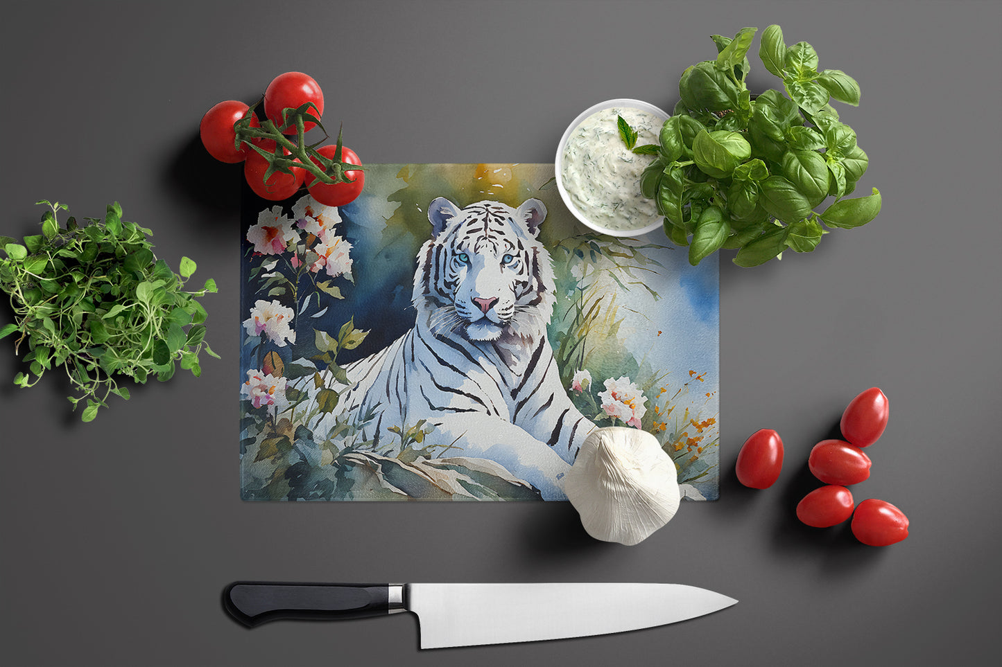 White Tiger Glass Cutting Board