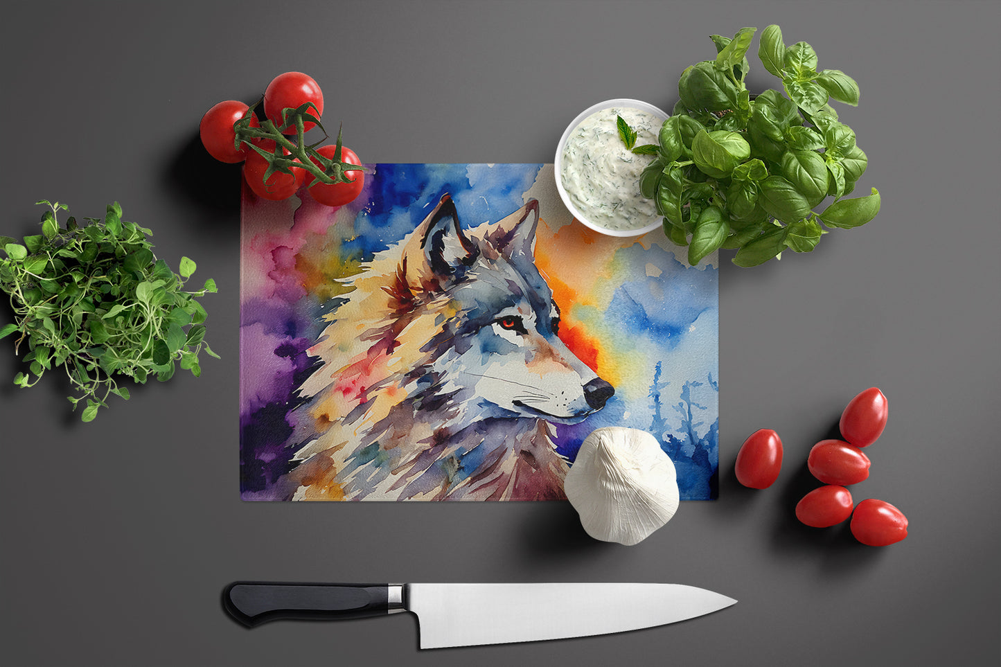 Wolves Wolf  Glass Cutting Board