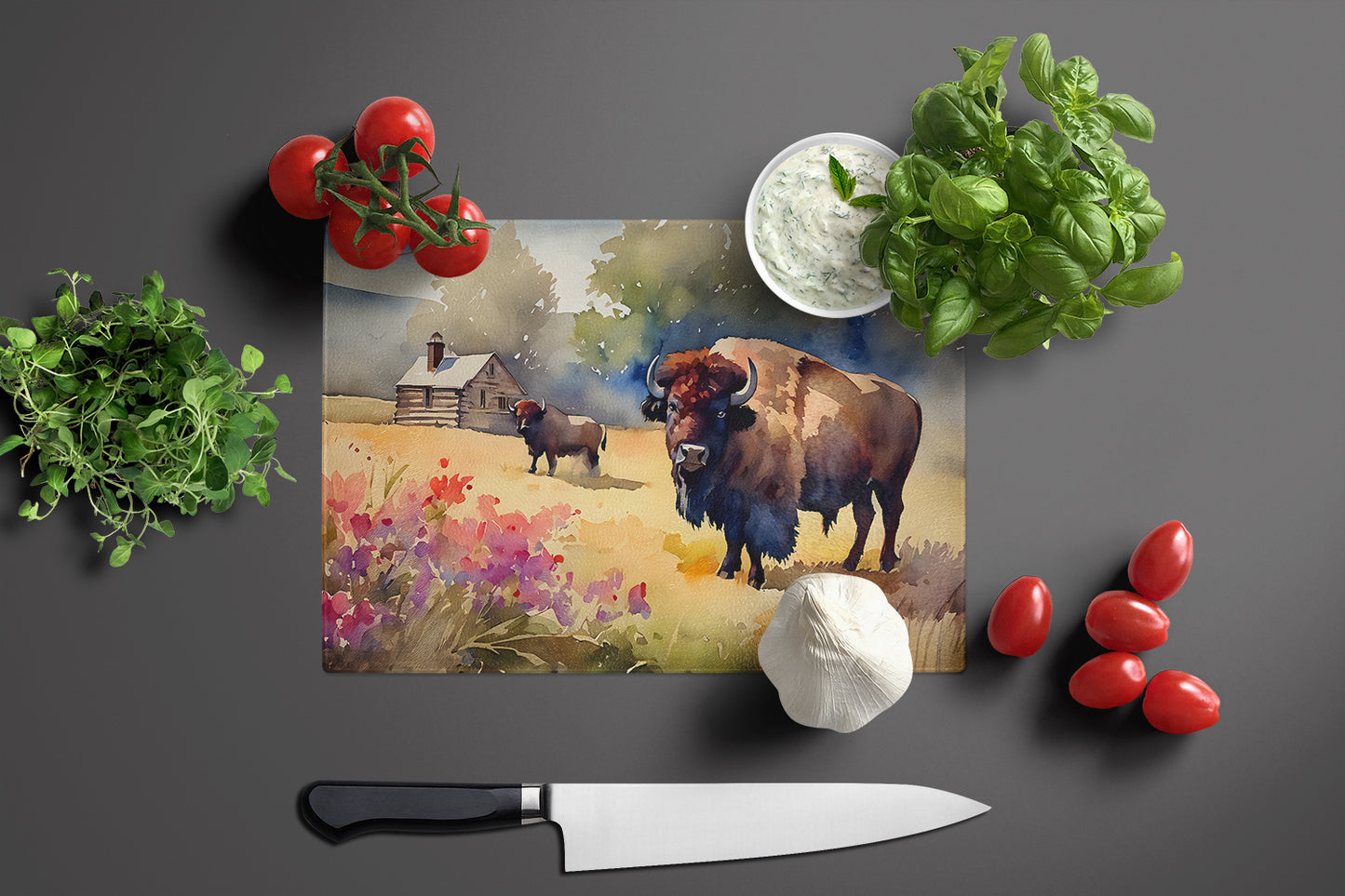 Wood Bison Glass Cutting Board