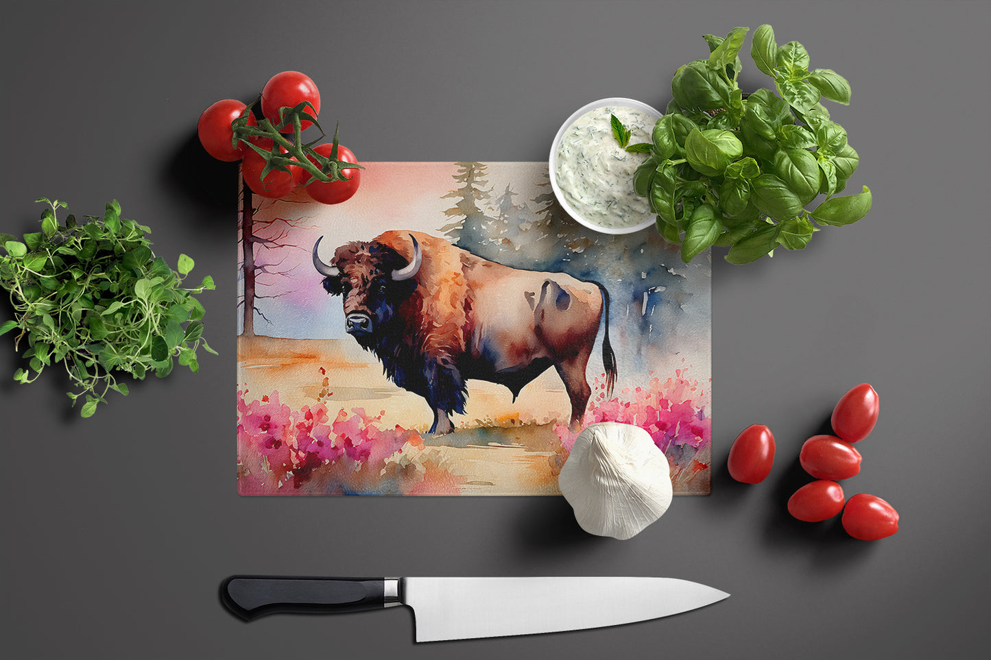 Wood Bison Glass Cutting Board