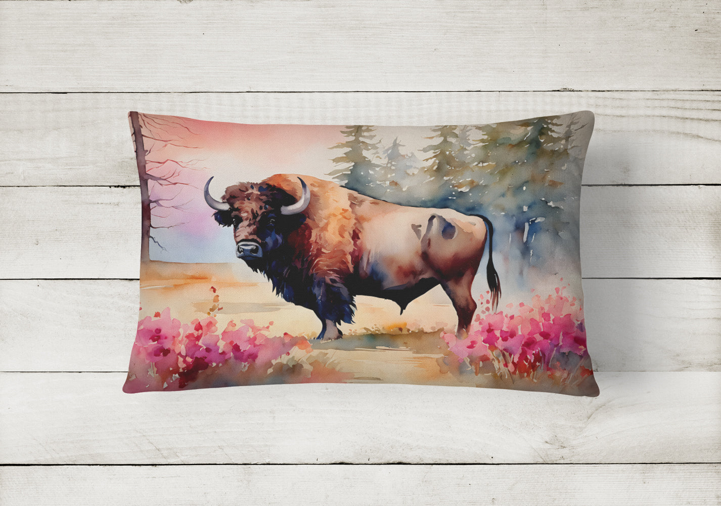 Wood Bison Throw Pillow