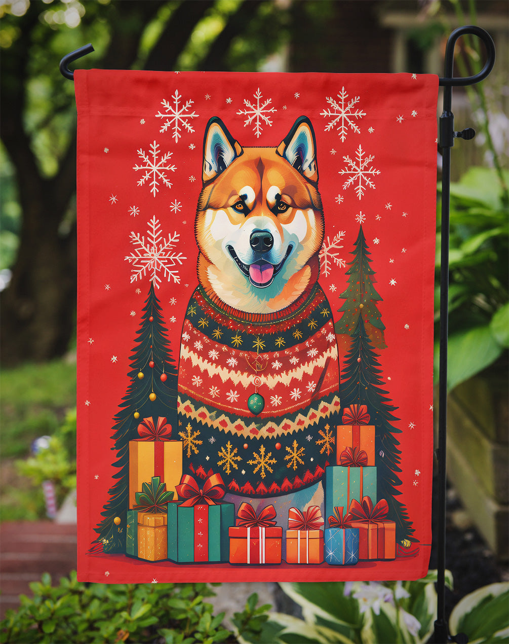 Akita Holiday Christmas Garden Flag