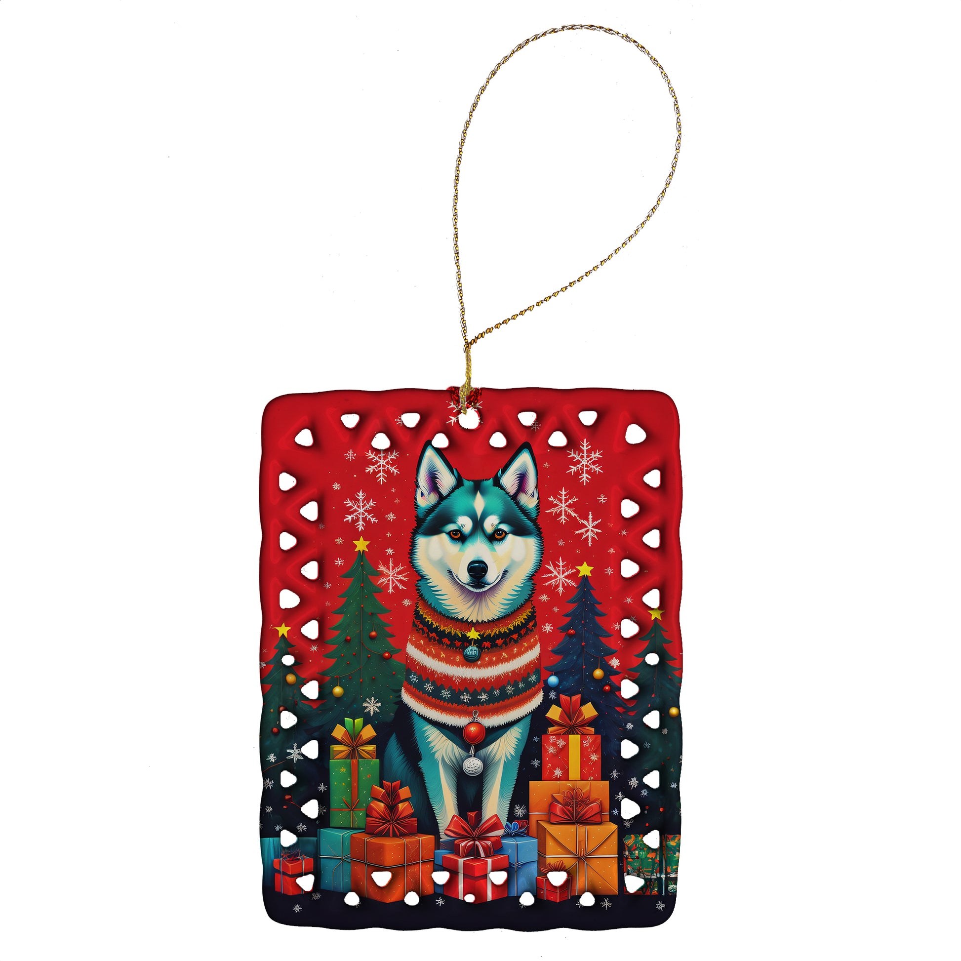 Buy this Alaskan Klee Kai Holiday Christmas Porcelain Ornament