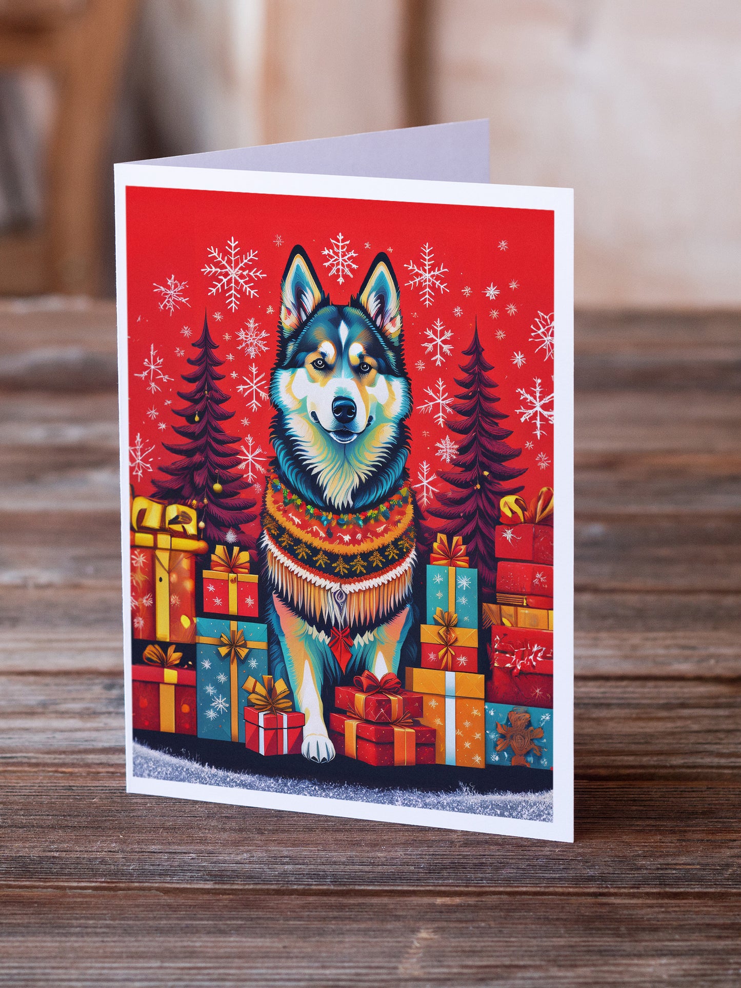 Alaskan Malamute Holiday Christmas Greeting Cards Pack of 8