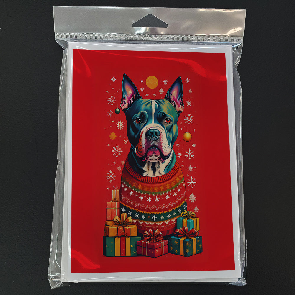 Staffordshire Bull Terrier Holiday Christmas Greeting Cards Pack of 8