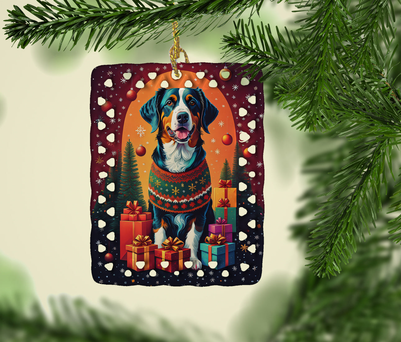 Appenzeller Sennenhund Holiday Christmas Porcelain Ornament