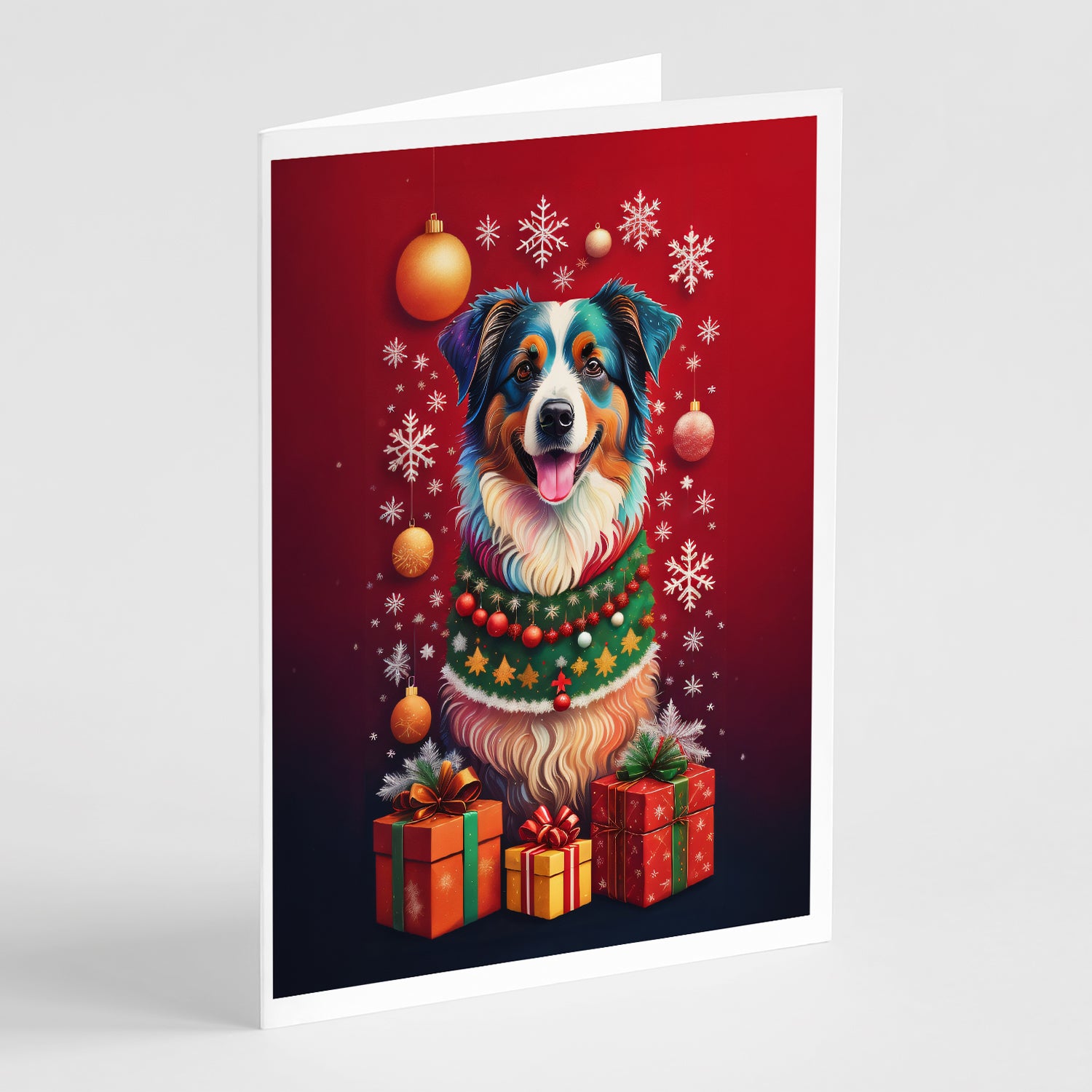 Buy this Australian Shepherd Holiday Christmas Greeting Cards Pack of 8