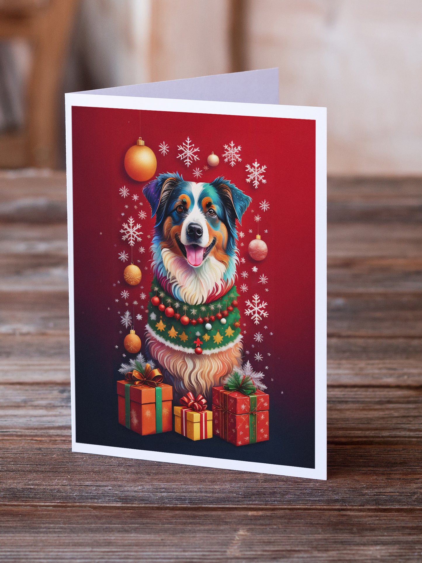 Australian Shepherd Holiday Christmas Greeting Cards Pack of 8