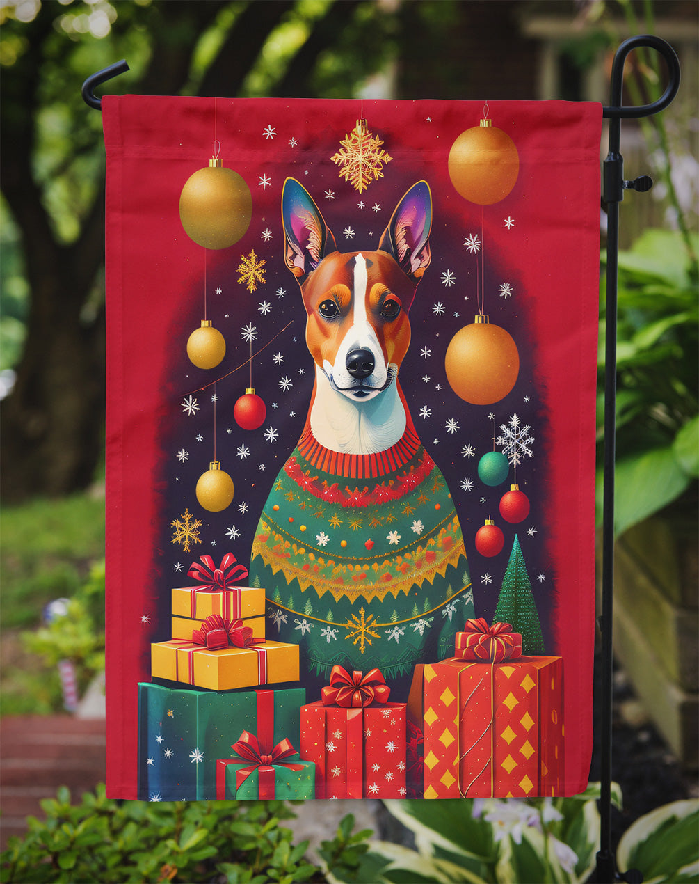 Basenji Holiday Christmas Garden Flag