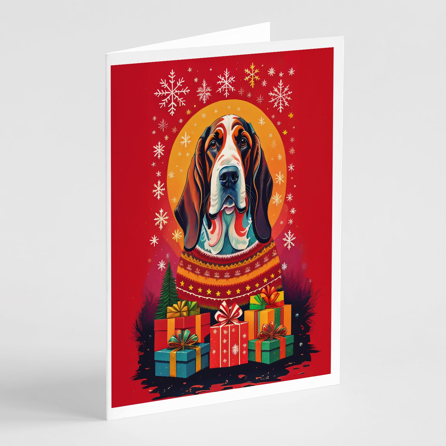 Buy this Basset Hound Holiday Christmas Greeting Cards Pack of 8