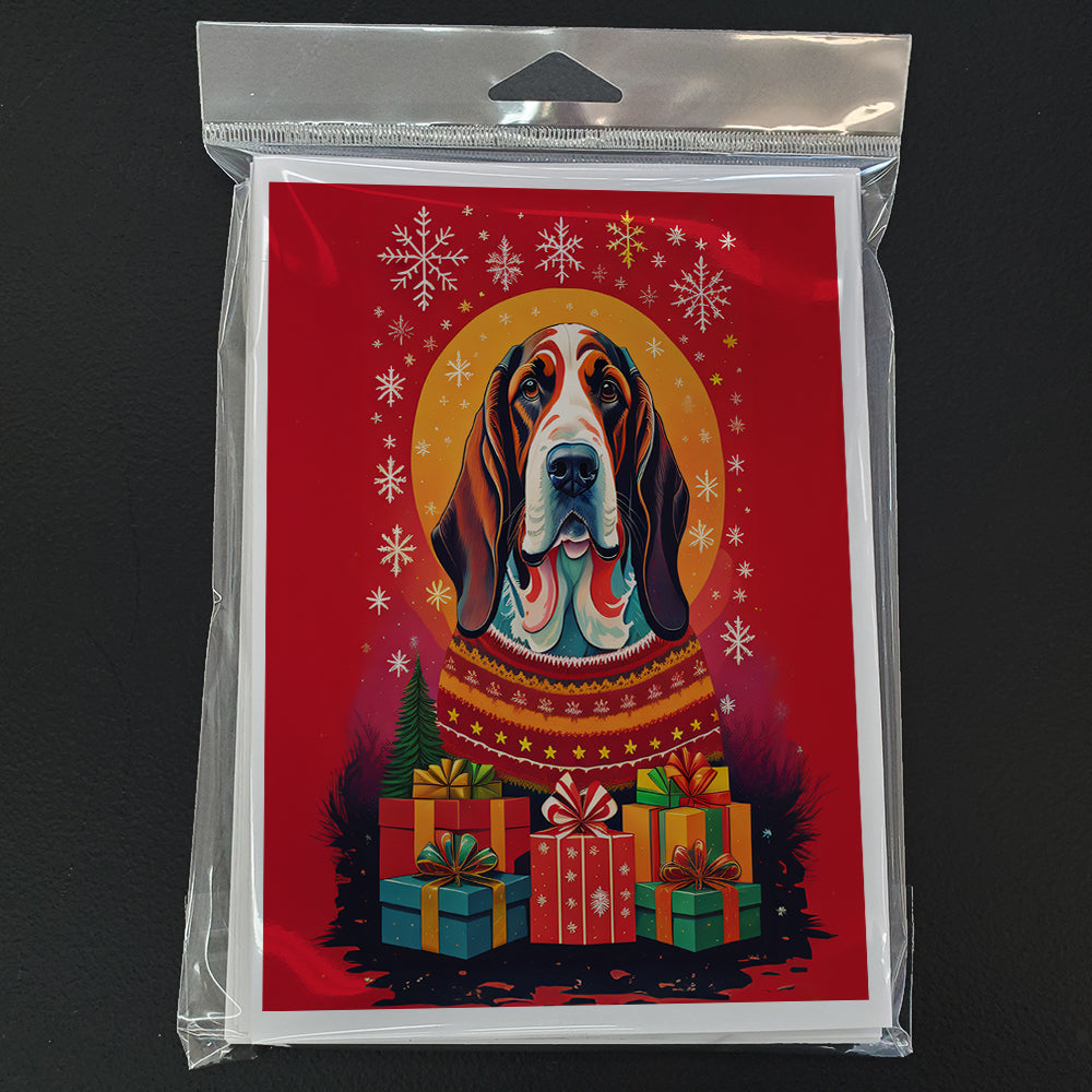 Basset Hound Holiday Christmas Greeting Cards Pack of 8