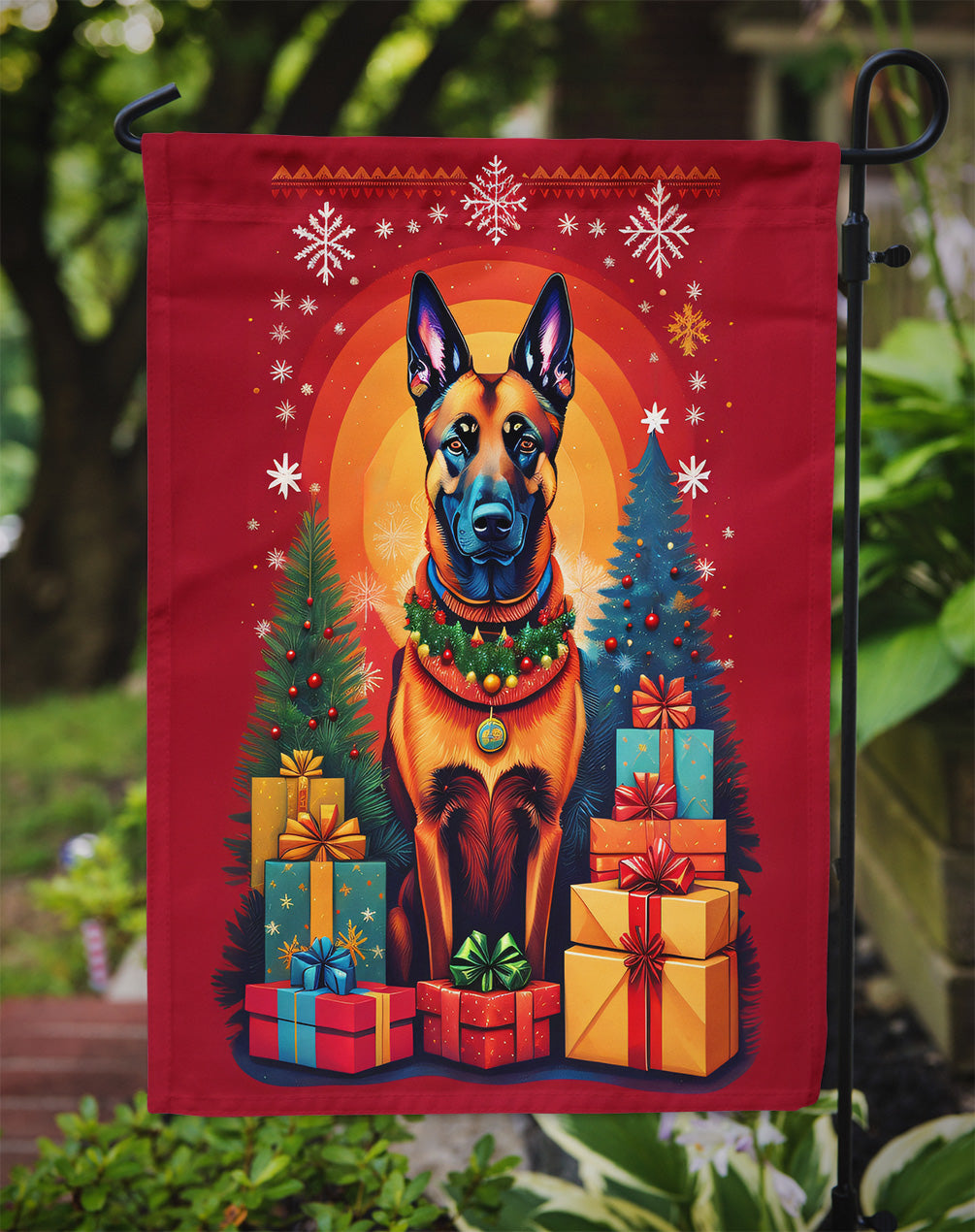 Belgian Malinois Holiday Christmas Garden Flag