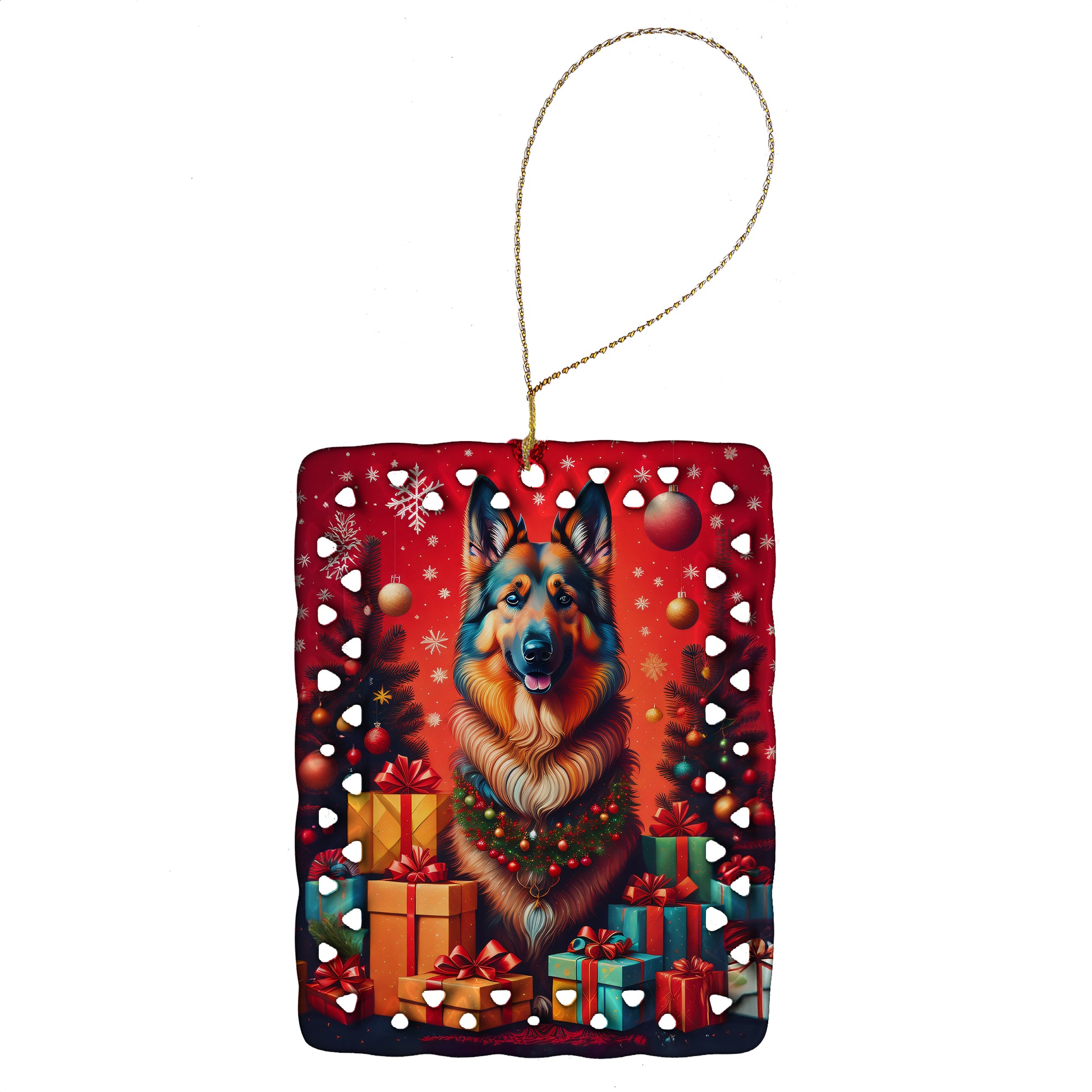 Buy this Belgian Tervuren Holiday Christmas Porcelain Ornament