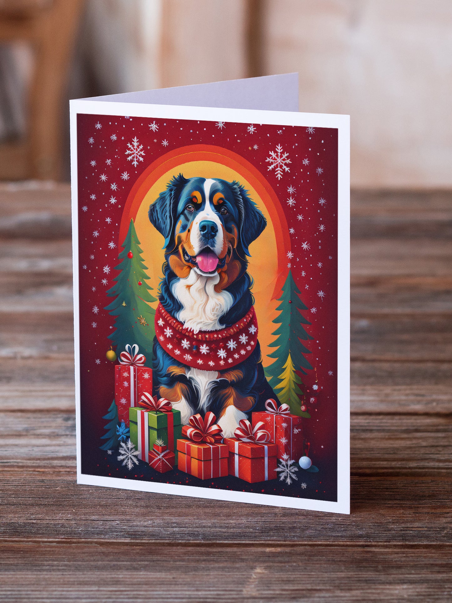 Bernese Mountain Dog Holiday Christmas Greeting Cards Pack of 8