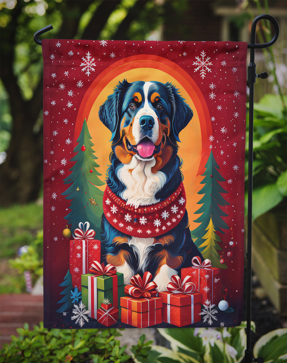 Bernese Mountain Dog Holiday Christmas Garden Flag