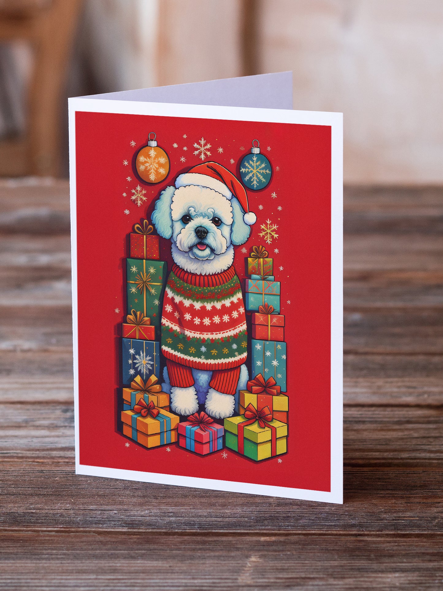 Bichon Frise Holiday Christmas Greeting Cards Pack of 8