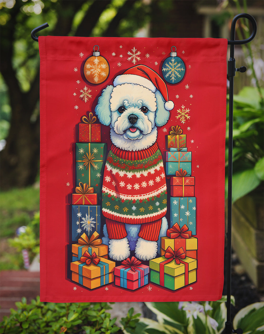 Bichon Frise Holiday Christmas Garden Flag