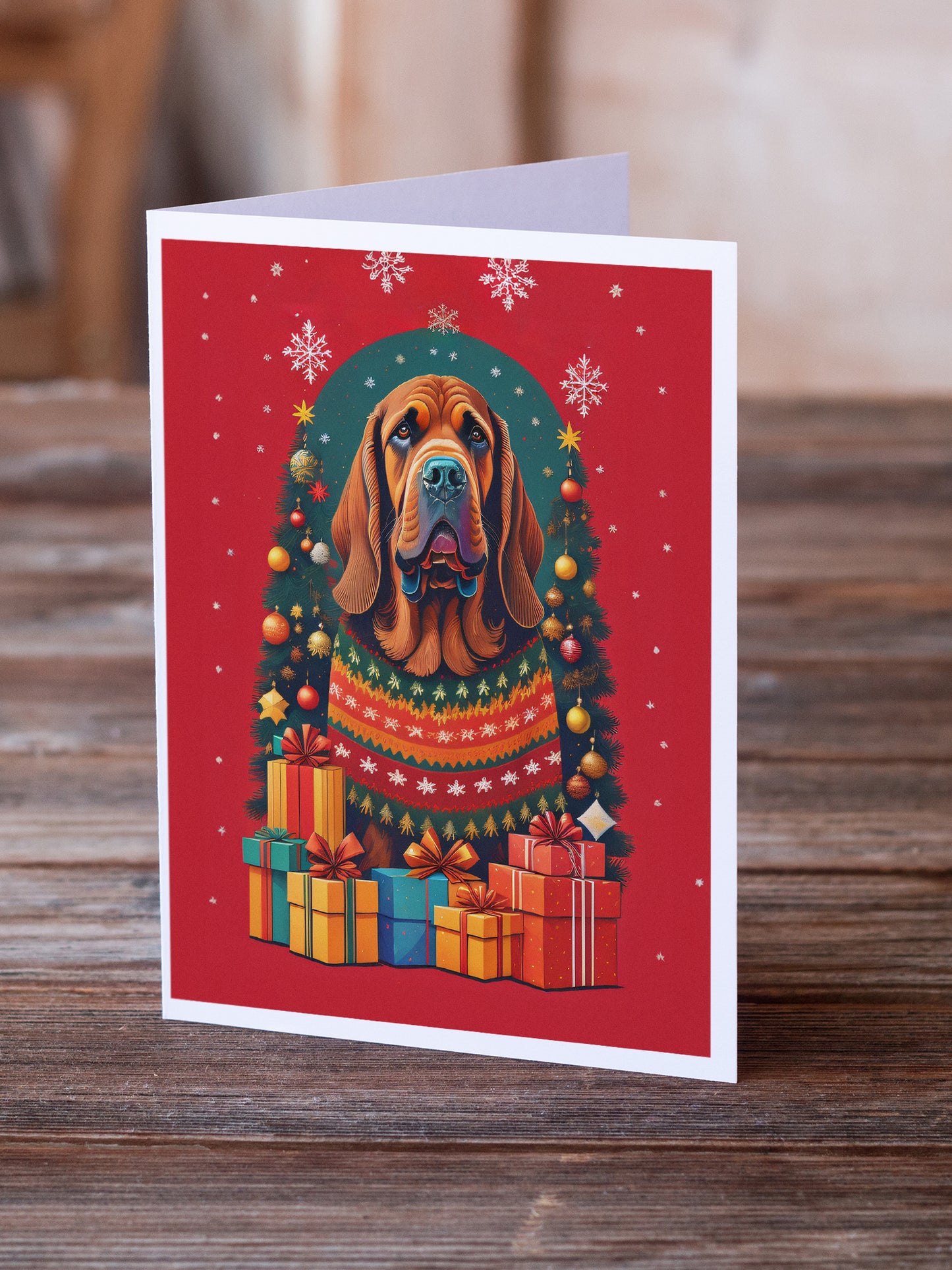 Bloodhound Holiday Christmas Greeting Cards Pack of 8