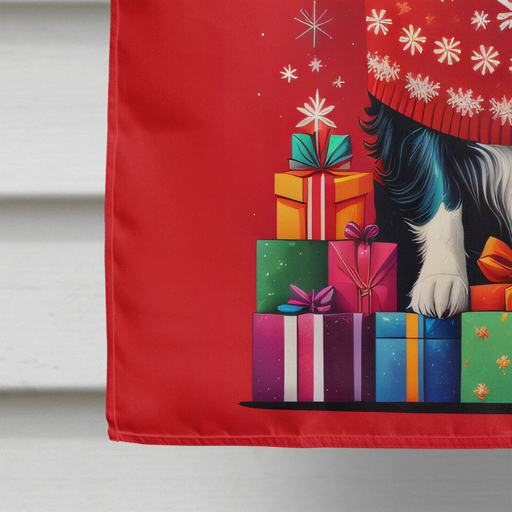 Border Collie Holiday Christmas House Flag