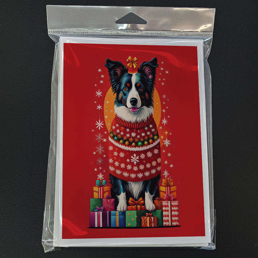 Border Collie Holiday Christmas Greeting Cards Pack of 8