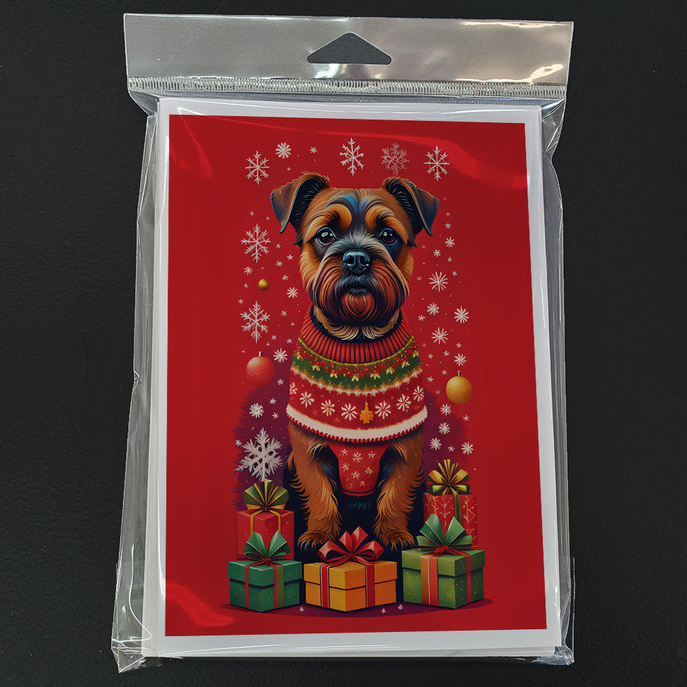 Border Terrier Holiday Christmas Greeting Cards Pack of 8