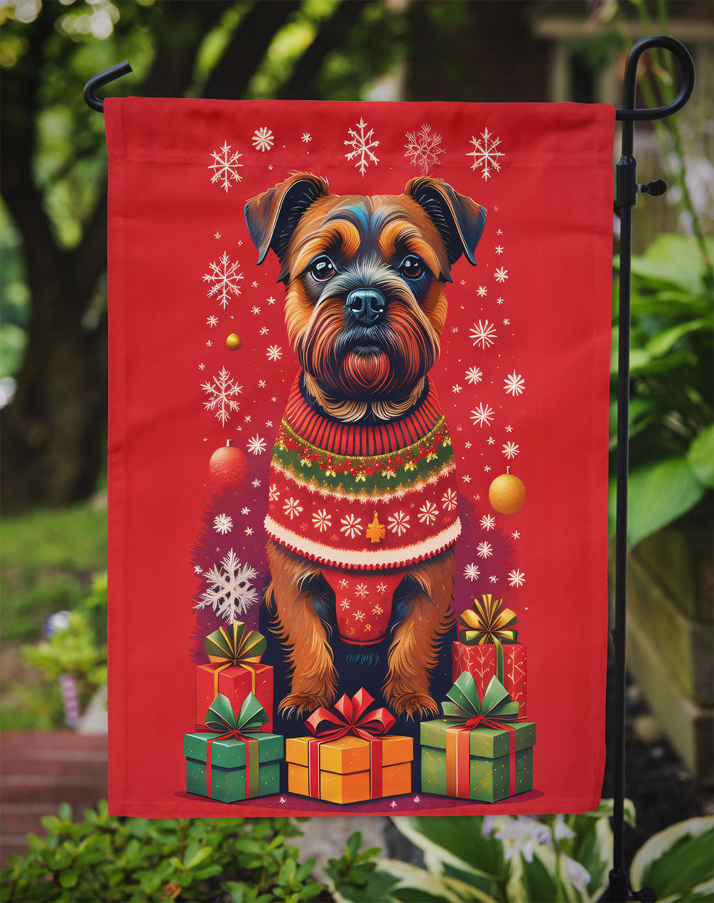 Border Terrier Holiday Christmas Garden Flag