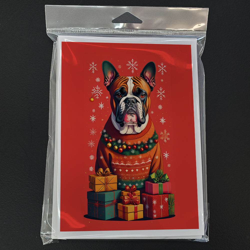 Fawn Boxer Cropped Ears Holiday Christmas Greeting Cards Pack of 8