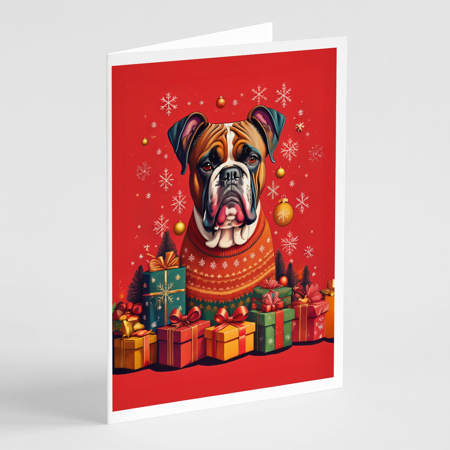 Buy this Fawn Boxer Holiday Christmas Greeting Cards Pack of 8