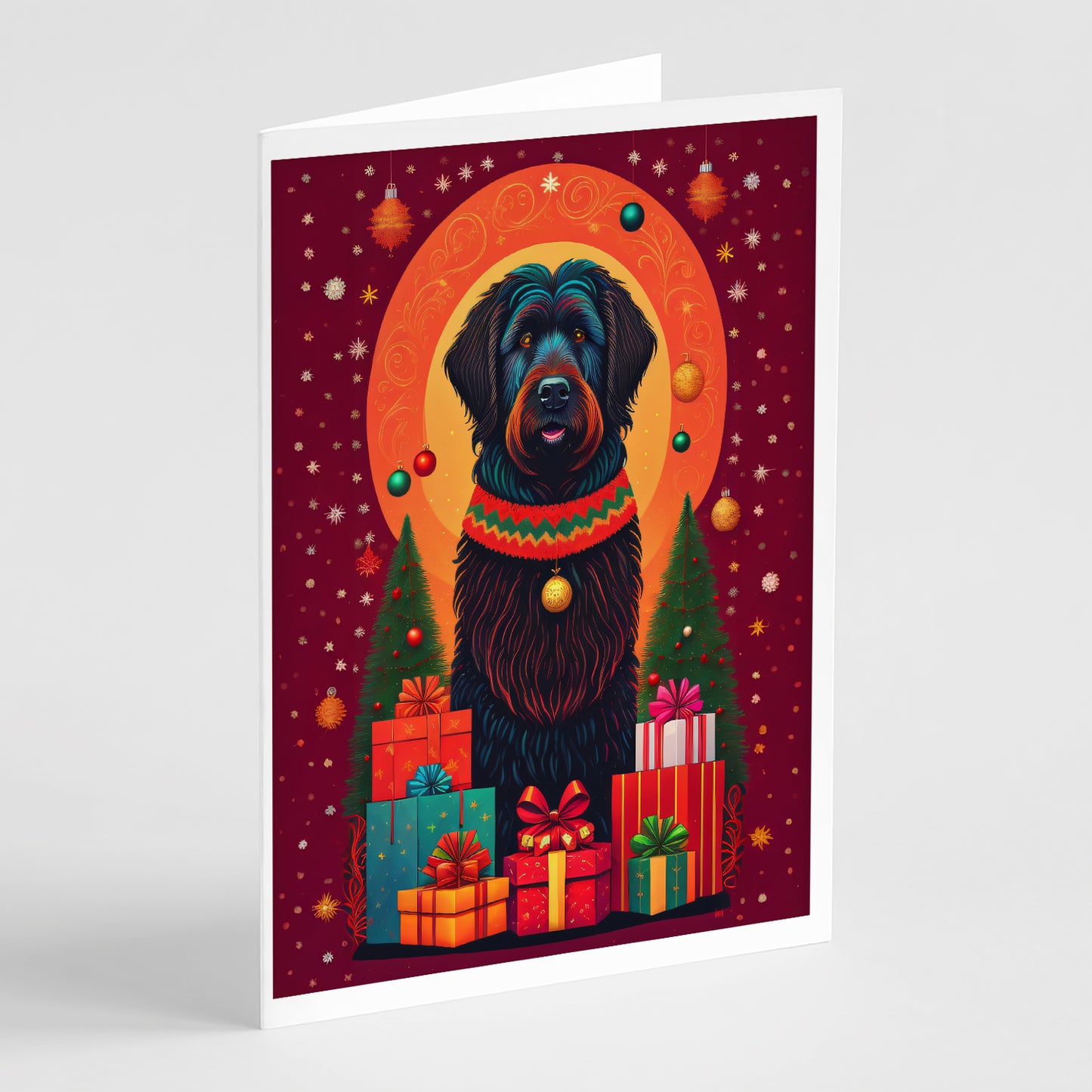 Buy this Black Briard Holiday Christmas Greeting Cards Pack of 8