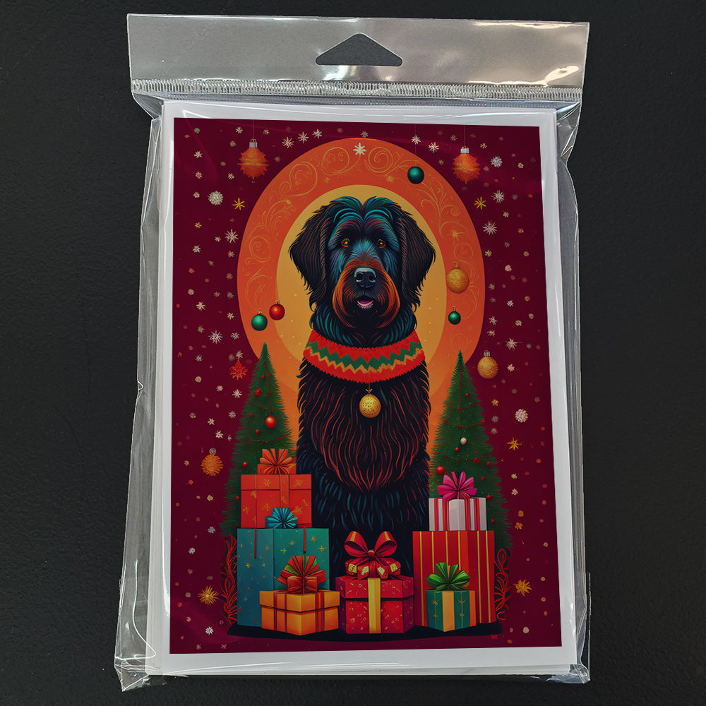 Black Briard Holiday Christmas Greeting Cards Pack of 8