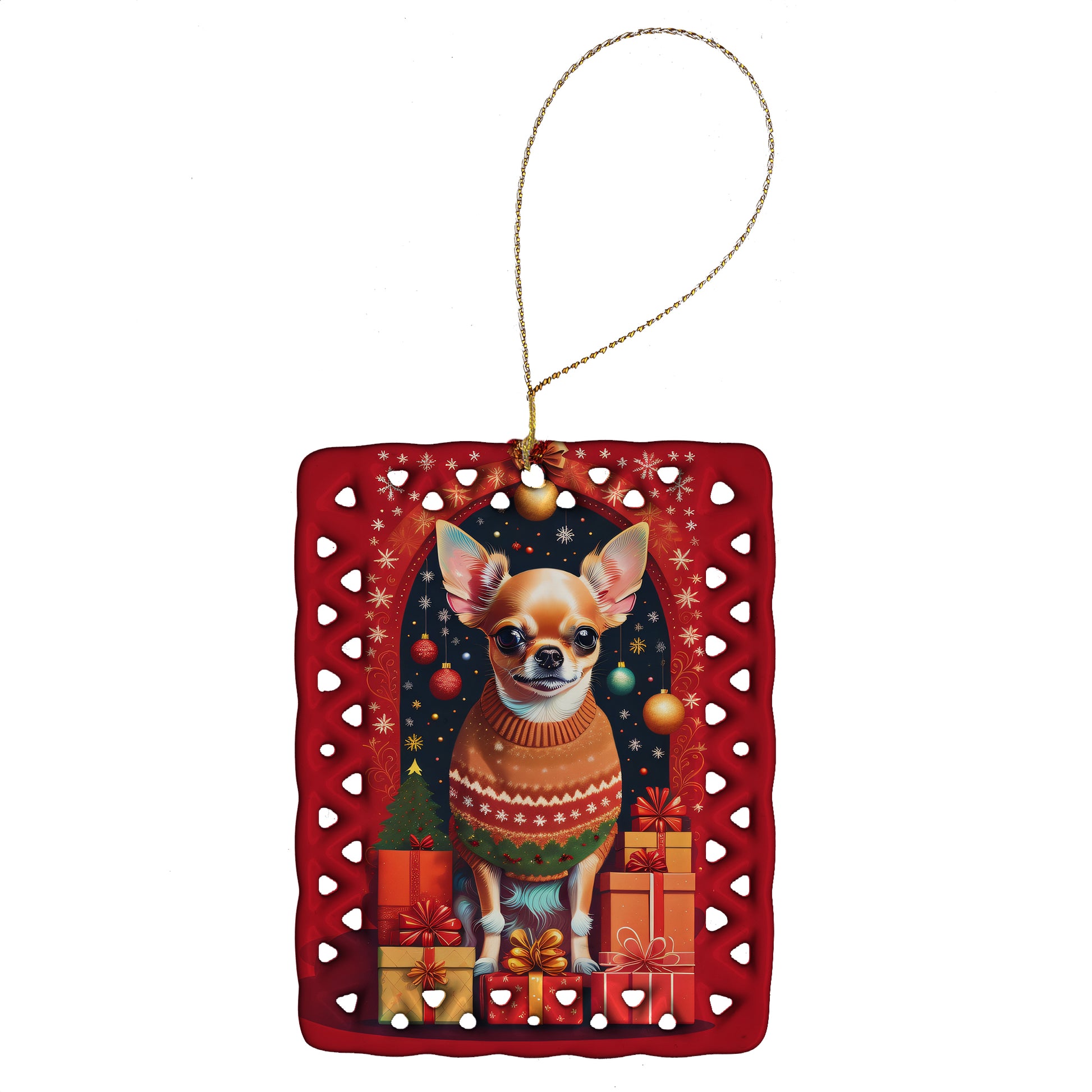 Buy this Chihuahua Holiday Christmas Porcelain Ornament