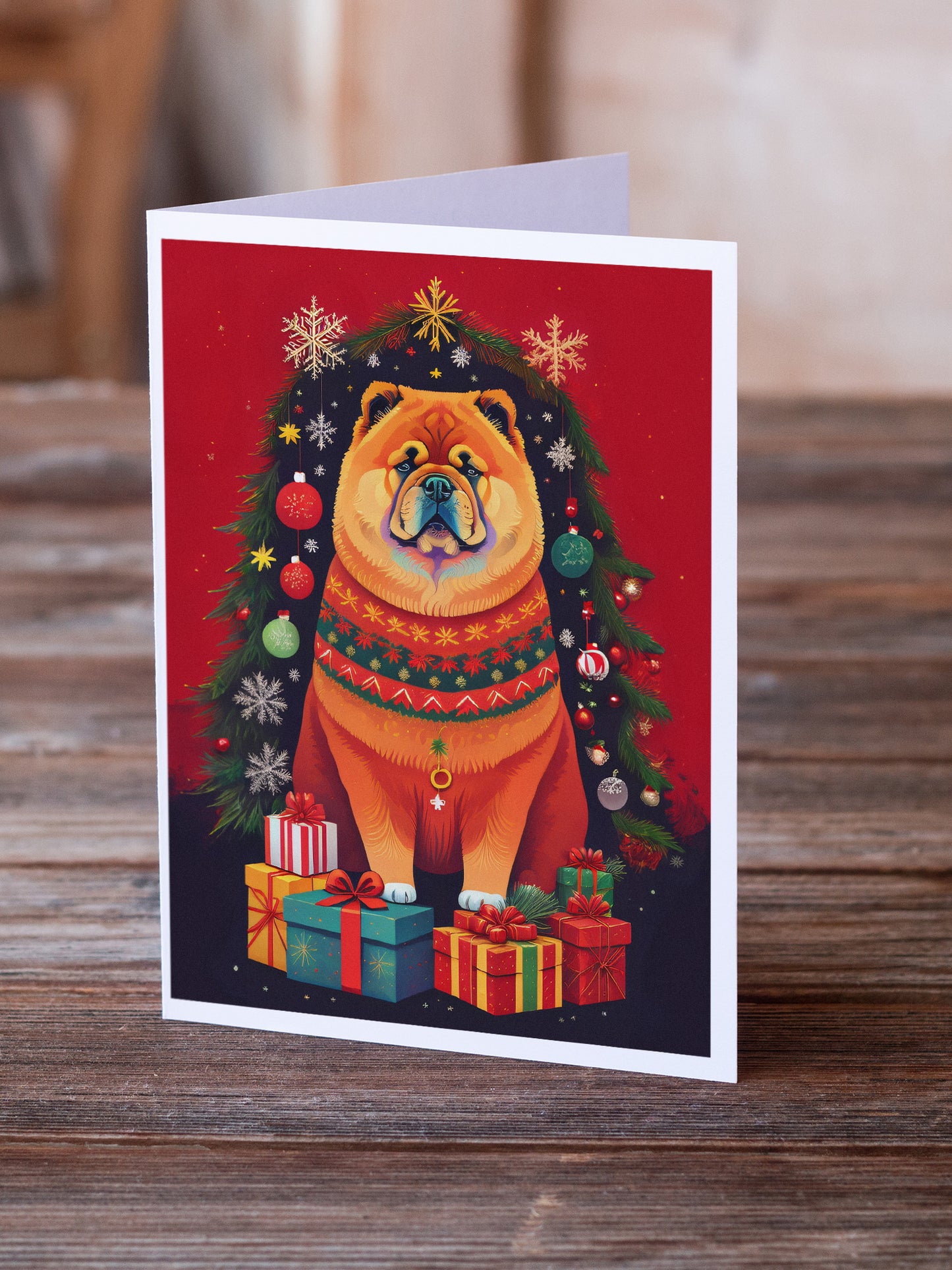 Chow Chow Holiday Christmas Greeting Cards Pack of 8