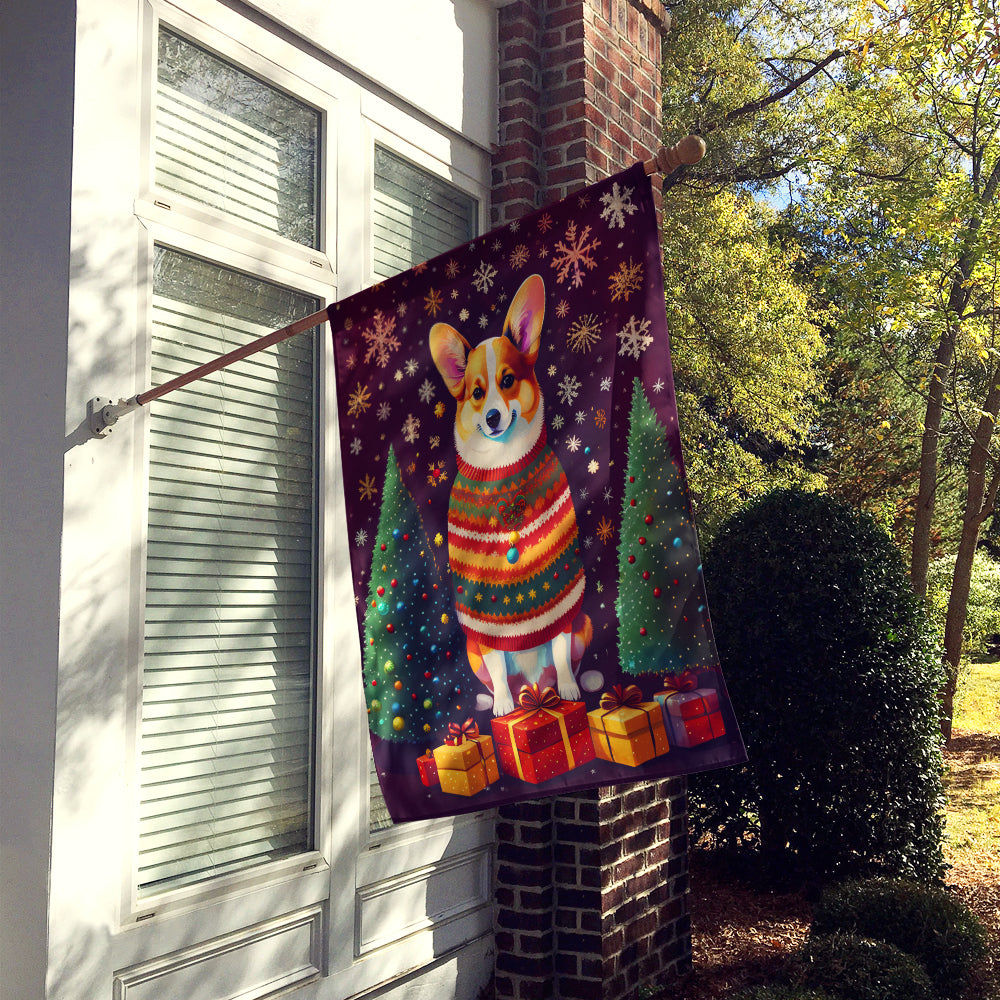 Corgi Holiday Christmas House Flag