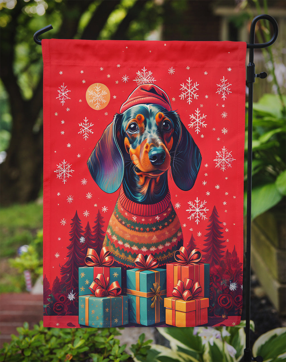 Dachshund Holiday Christmas Garden Flag