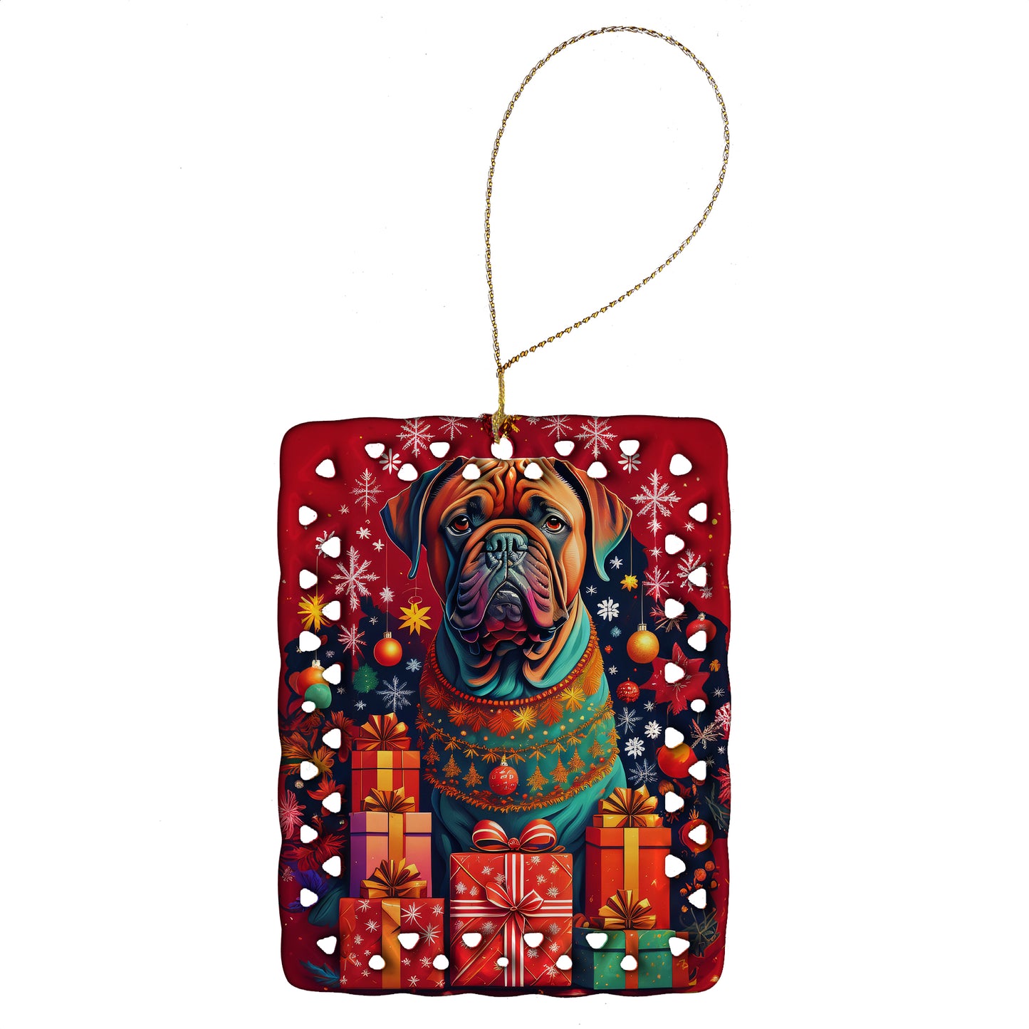 Buy this Dogue de Bordeaux Holiday Christmas Porcelain Ornament