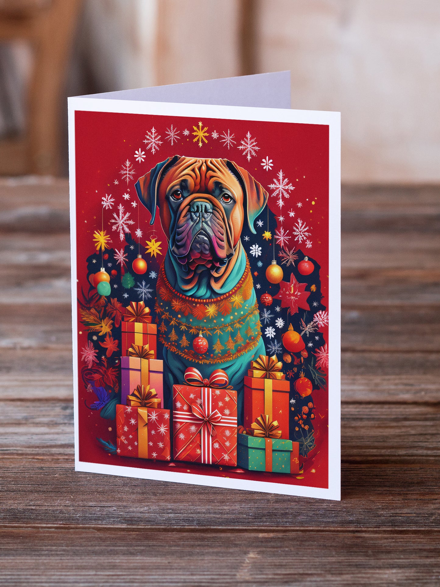 Dogue de Bordeaux Holiday Christmas Greeting Cards Pack of 8