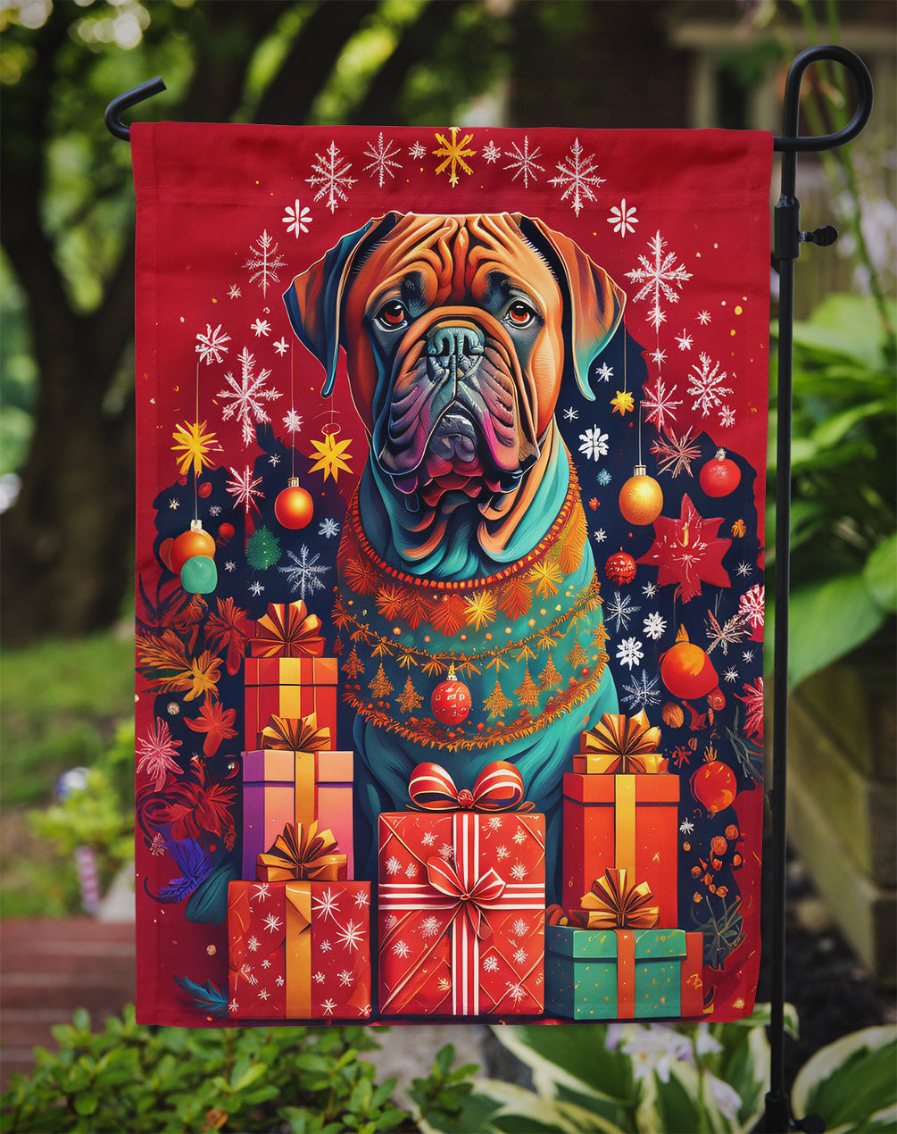 Dogue de Bordeaux Holiday Christmas Garden Flag