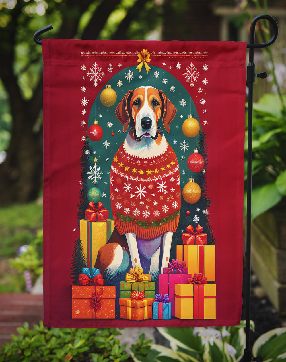 English Foxhound Holiday Christmas Garden Flag