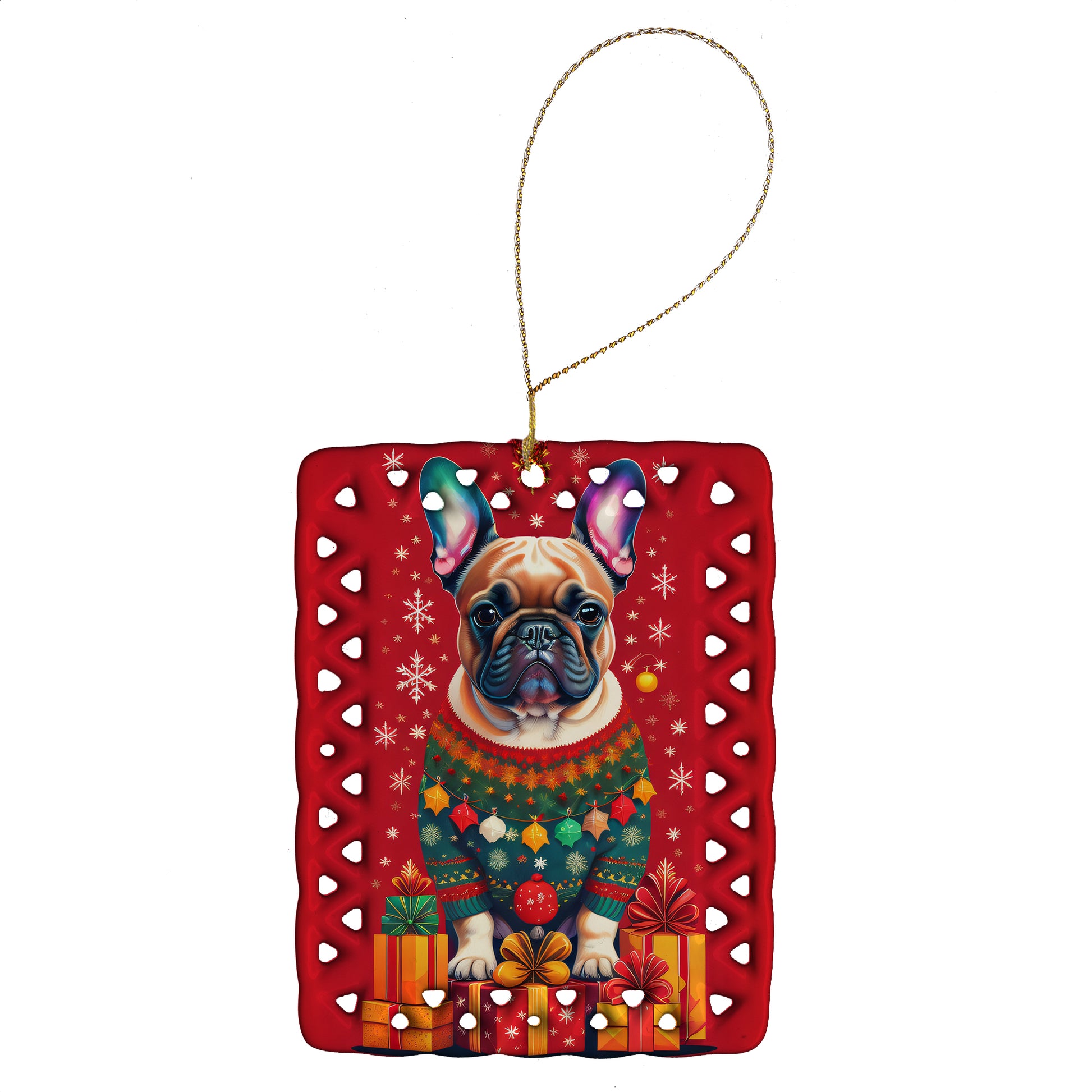 Buy this French Bulldog Holiday Christmas Porcelain Ornament