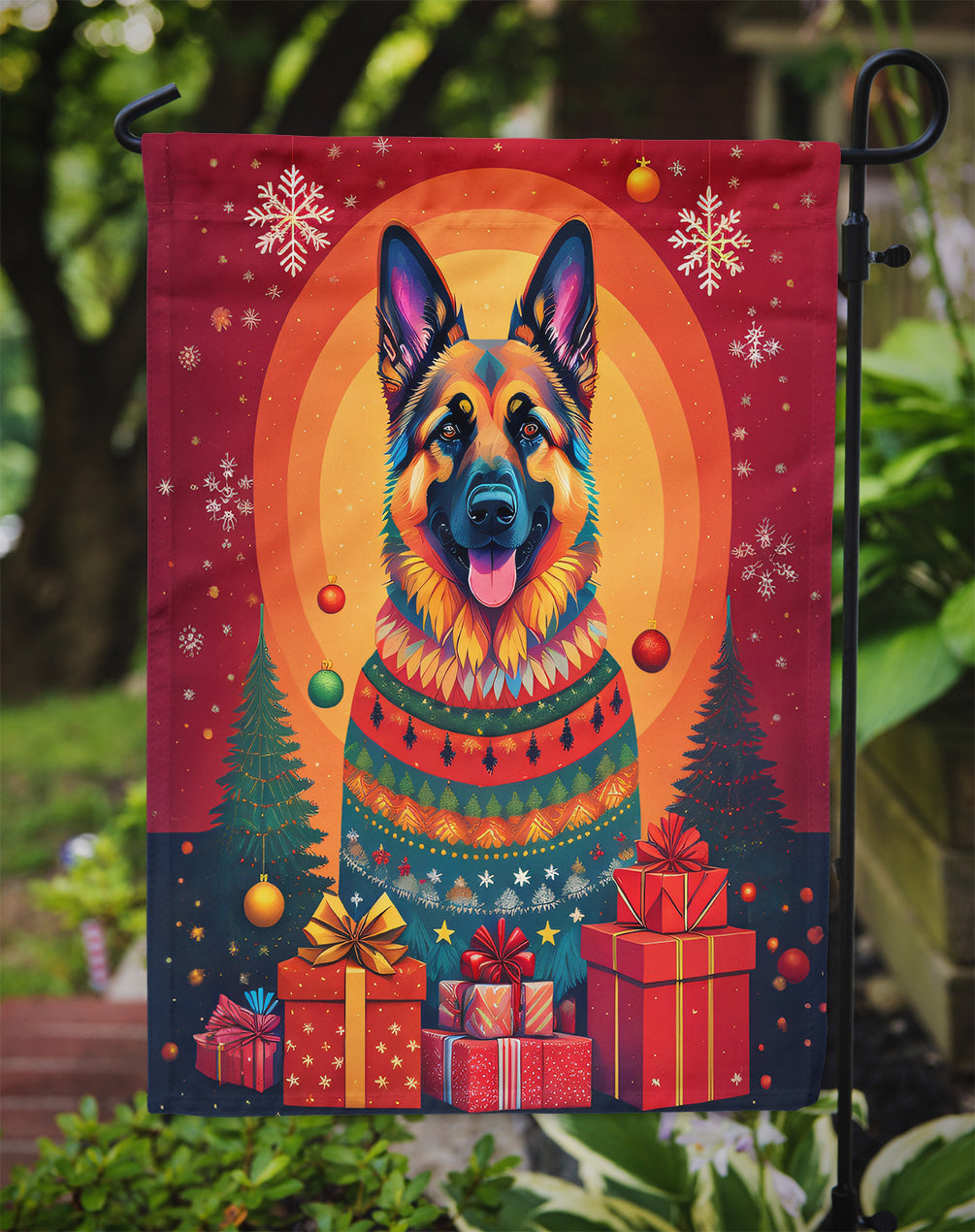 German Shepherd Holiday Christmas Garden Flag